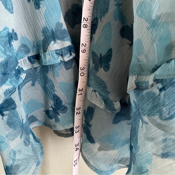 urban outfitters babydoll slip dress butterfly print ruffle hem medium sheer - Picture 11 of 15